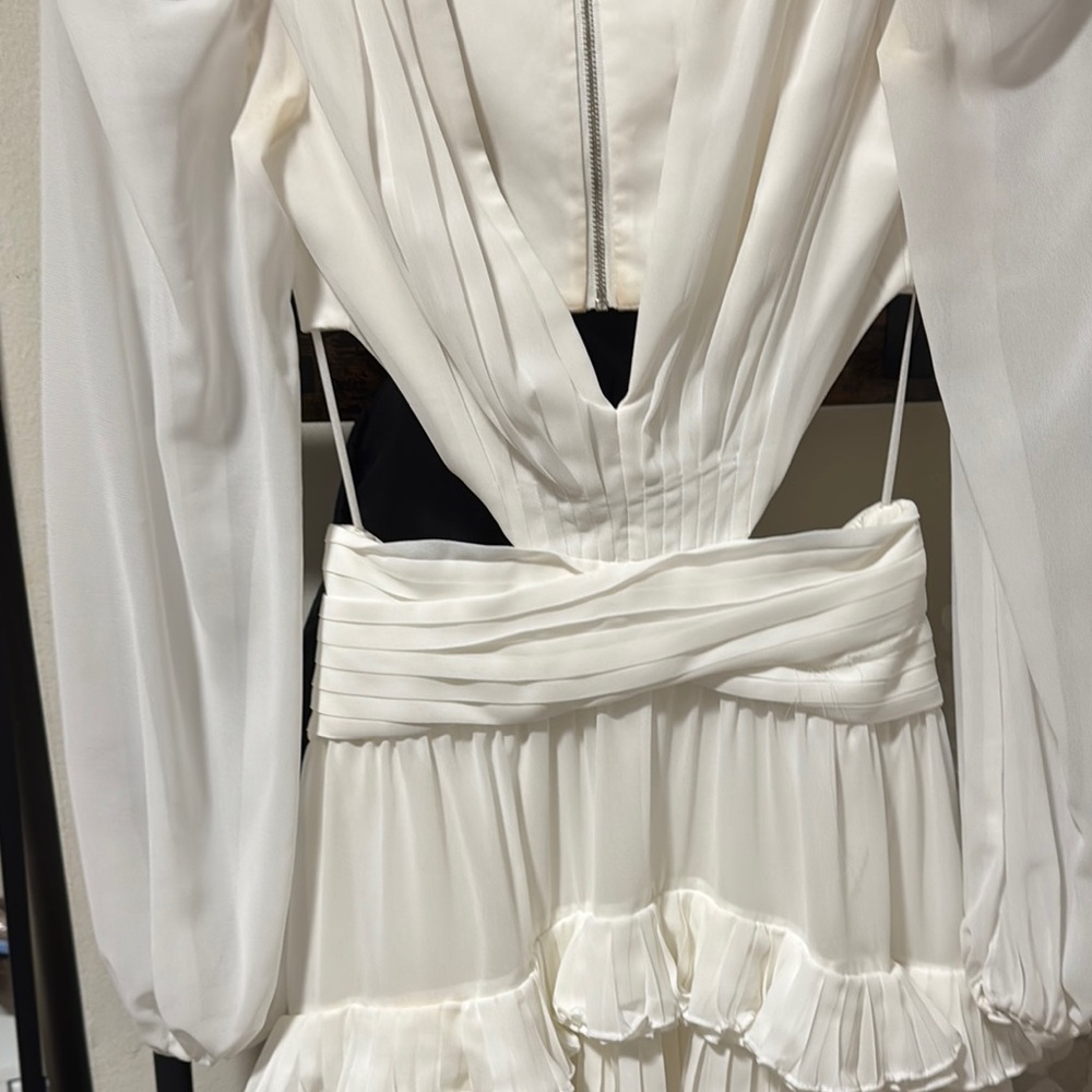 PatBO White Ruffled Tiered Long Sleeve Dress - Picture 4 of 5